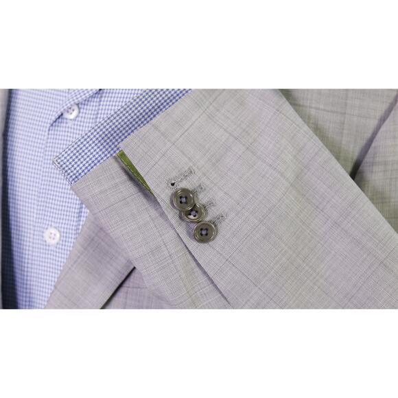 Beaux New York Custom Made Gray Tic Woven 2-Btn Wool Blazer Jacket 42S - Picture 6 of 11